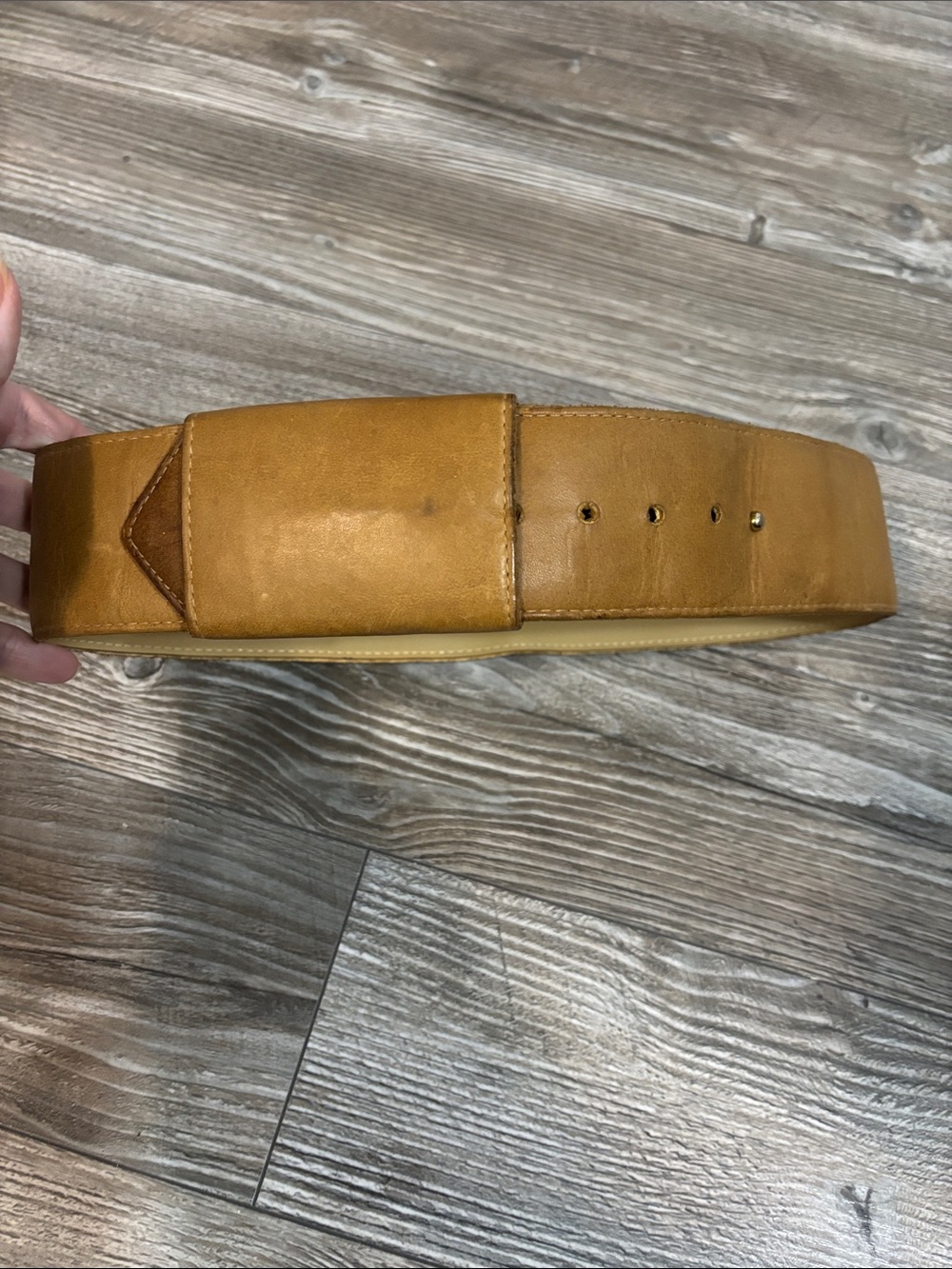 Vintage Leather Attic Wide Corset Belt Tan Boho 90s Size 32 Style 6513